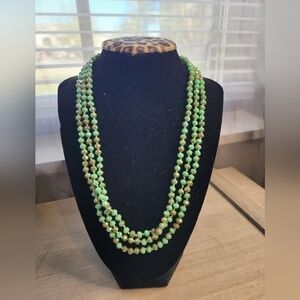 Teal Green Bronze Mixed Glass Bead Necklace